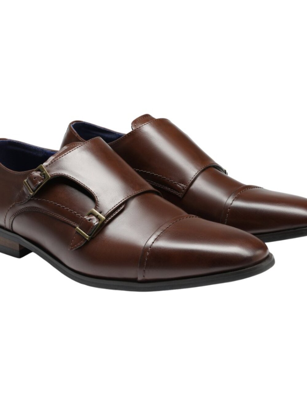 Bruno Marc Hutchingson-2 Sleek Monk Strap Loafer Shoes Mens 13 Brown Leather NWT